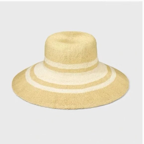 a new day Accessories - A New Day Striped Floppy Brim Beach Hat Cream Color S/M